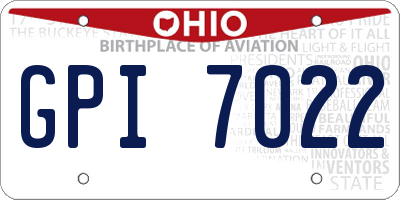 OH license plate GPI7022