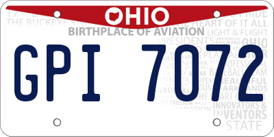 OH license plate GPI7072