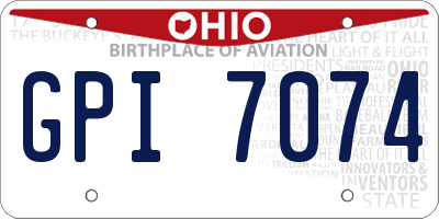OH license plate GPI7074