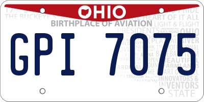 OH license plate GPI7075
