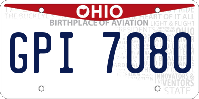 OH license plate GPI7080
