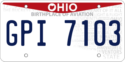 OH license plate GPI7103
