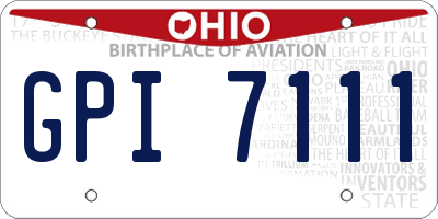 OH license plate GPI7111