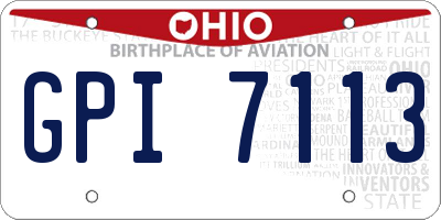 OH license plate GPI7113