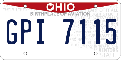 OH license plate GPI7115