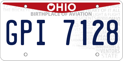 OH license plate GPI7128