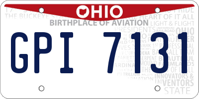 OH license plate GPI7131