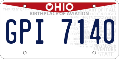 OH license plate GPI7140