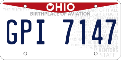 OH license plate GPI7147