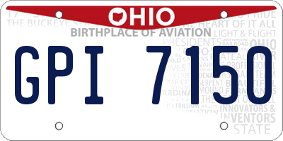 OH license plate GPI7150