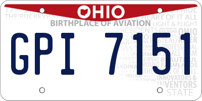 OH license plate GPI7151