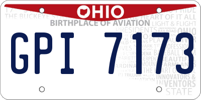 OH license plate GPI7173