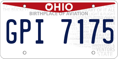 OH license plate GPI7175