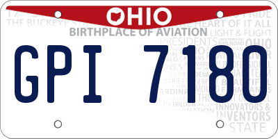 OH license plate GPI7180