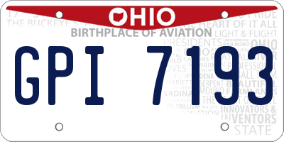 OH license plate GPI7193