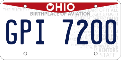 OH license plate GPI7200