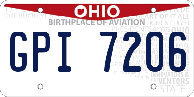OH license plate GPI7206