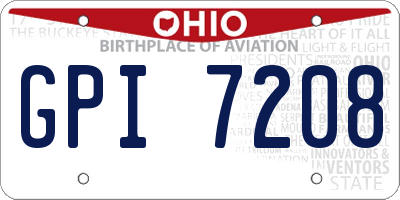 OH license plate GPI7208