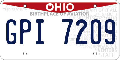 OH license plate GPI7209