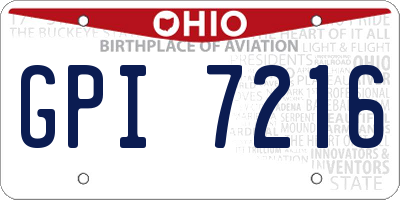 OH license plate GPI7216