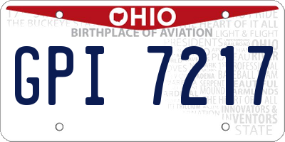 OH license plate GPI7217