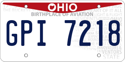 OH license plate GPI7218