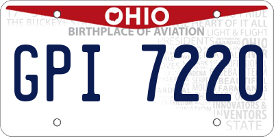 OH license plate GPI7220