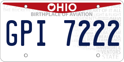 OH license plate GPI7222