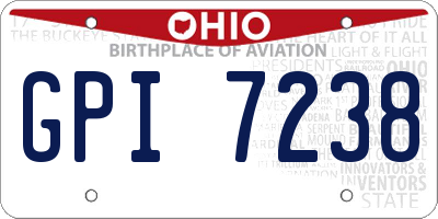 OH license plate GPI7238