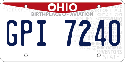 OH license plate GPI7240