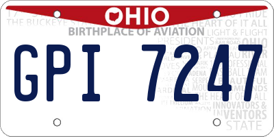 OH license plate GPI7247