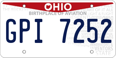 OH license plate GPI7252