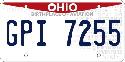 OH license plate GPI7255