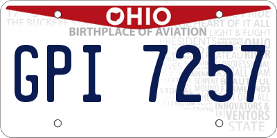 OH license plate GPI7257