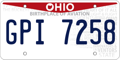 OH license plate GPI7258