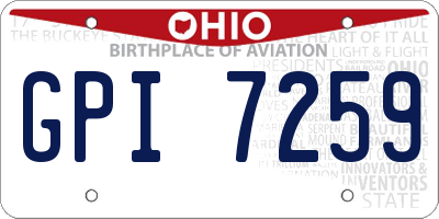 OH license plate GPI7259