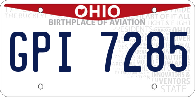 OH license plate GPI7285