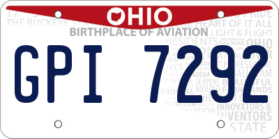 OH license plate GPI7292