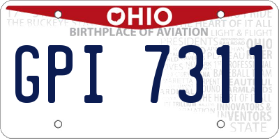 OH license plate GPI7311