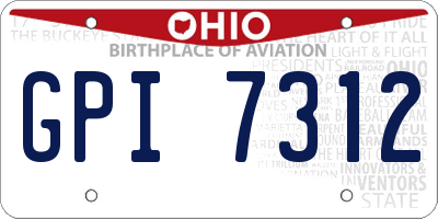OH license plate GPI7312