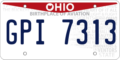 OH license plate GPI7313