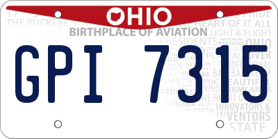OH license plate GPI7315