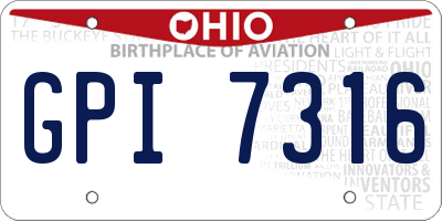 OH license plate GPI7316
