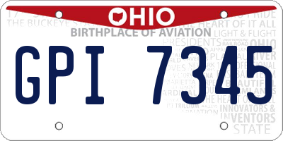 OH license plate GPI7345