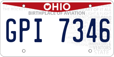 OH license plate GPI7346