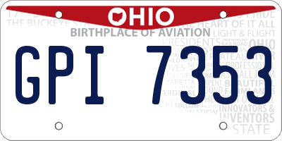 OH license plate GPI7353