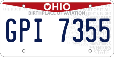 OH license plate GPI7355