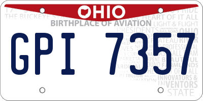 OH license plate GPI7357