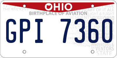 OH license plate GPI7360