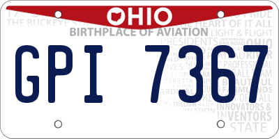 OH license plate GPI7367